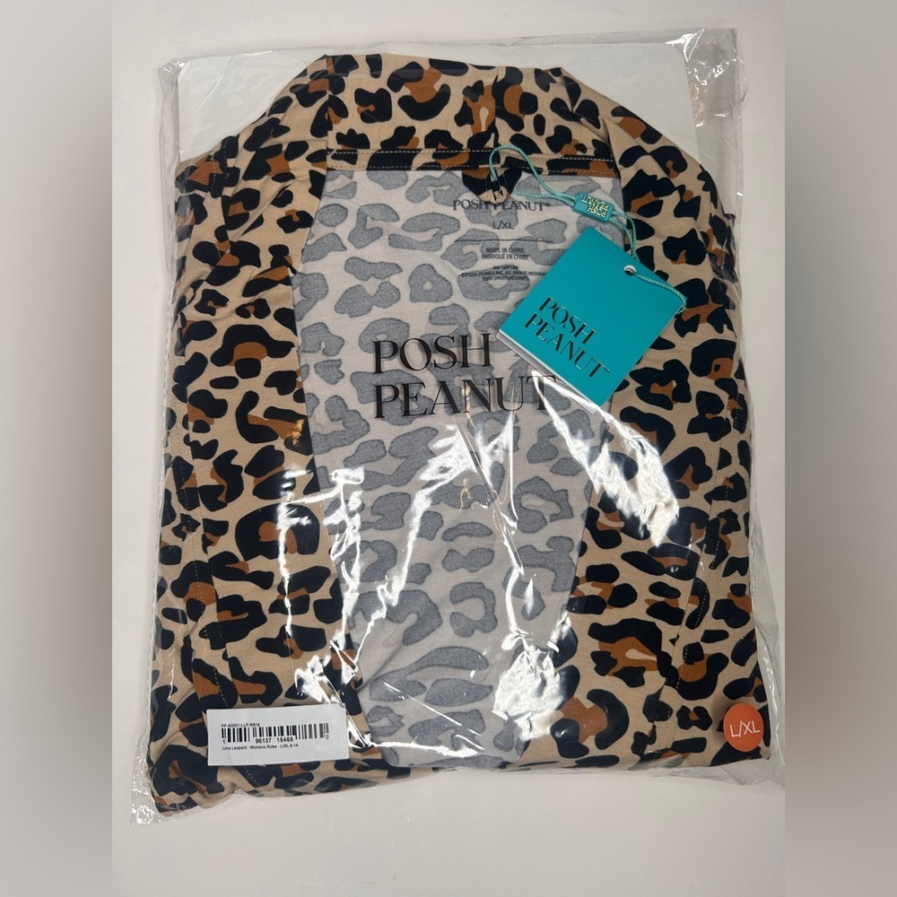 NEW Posh Peanut Women’s Lana Leopard Print Robe Size L/XL. Viscose Bamboo - Picture 7 of 15
